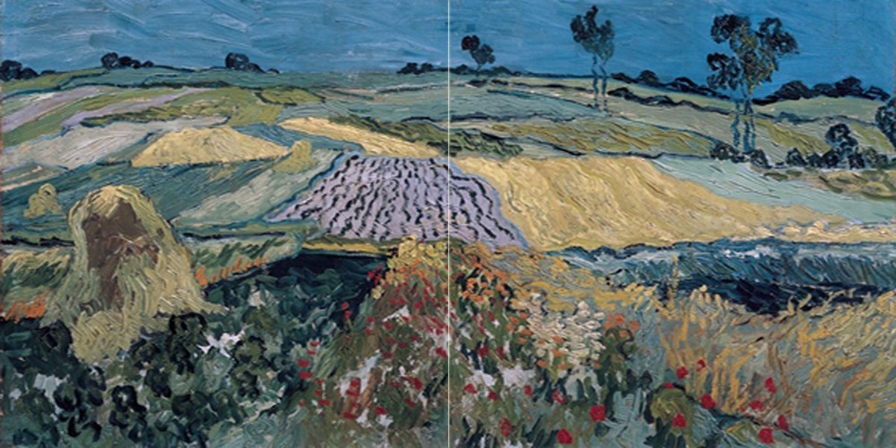 Tile Mural Plain of Auvers by Vincent van Gogh Kitchen Backsplash Marble Ceramic