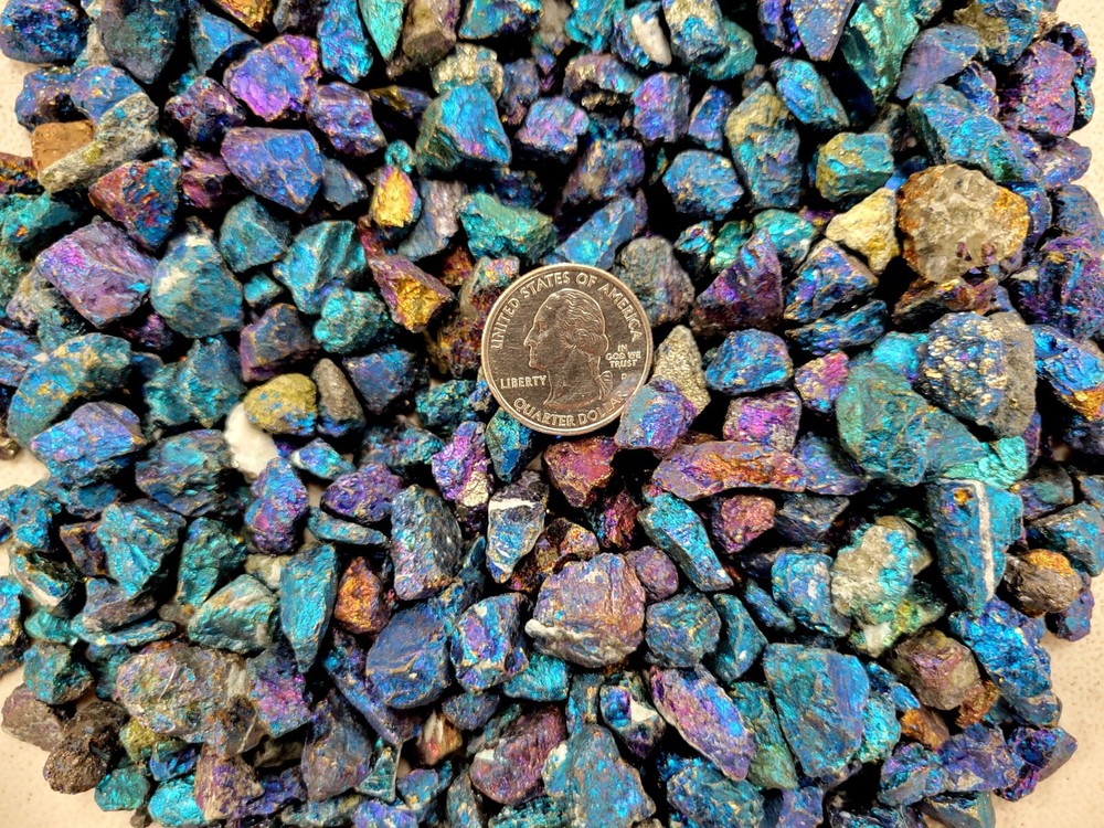 Raw Chalcopyrite Crystal Chips Bulk AKA Peacock Ore Tiny Small Rough Gemstones