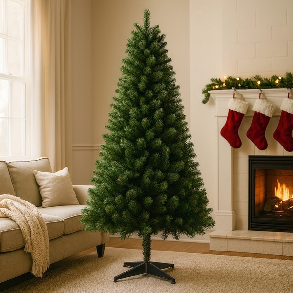 6-Foot Artificial Christmas Tree Without Lights, Three-Stage Pvc Branches Lush