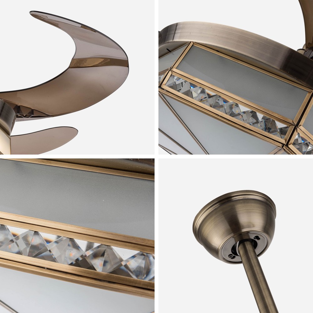 Ceiling Fan Light with Remote Control LED Ceiling Light Modern Chandelier GoldUS