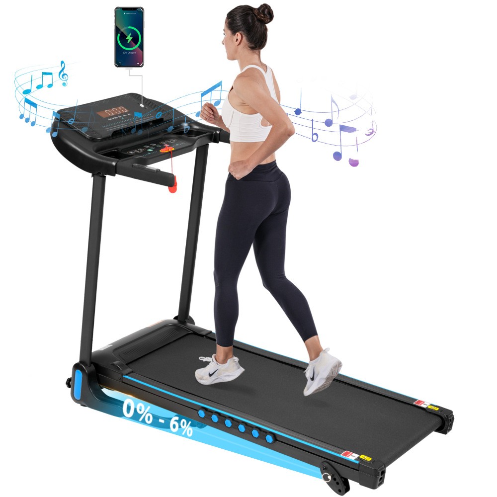 Auto-Fold Treadmill 3.0HP 350lbs Capacity Incline Bluetooth Speaker USB Charging