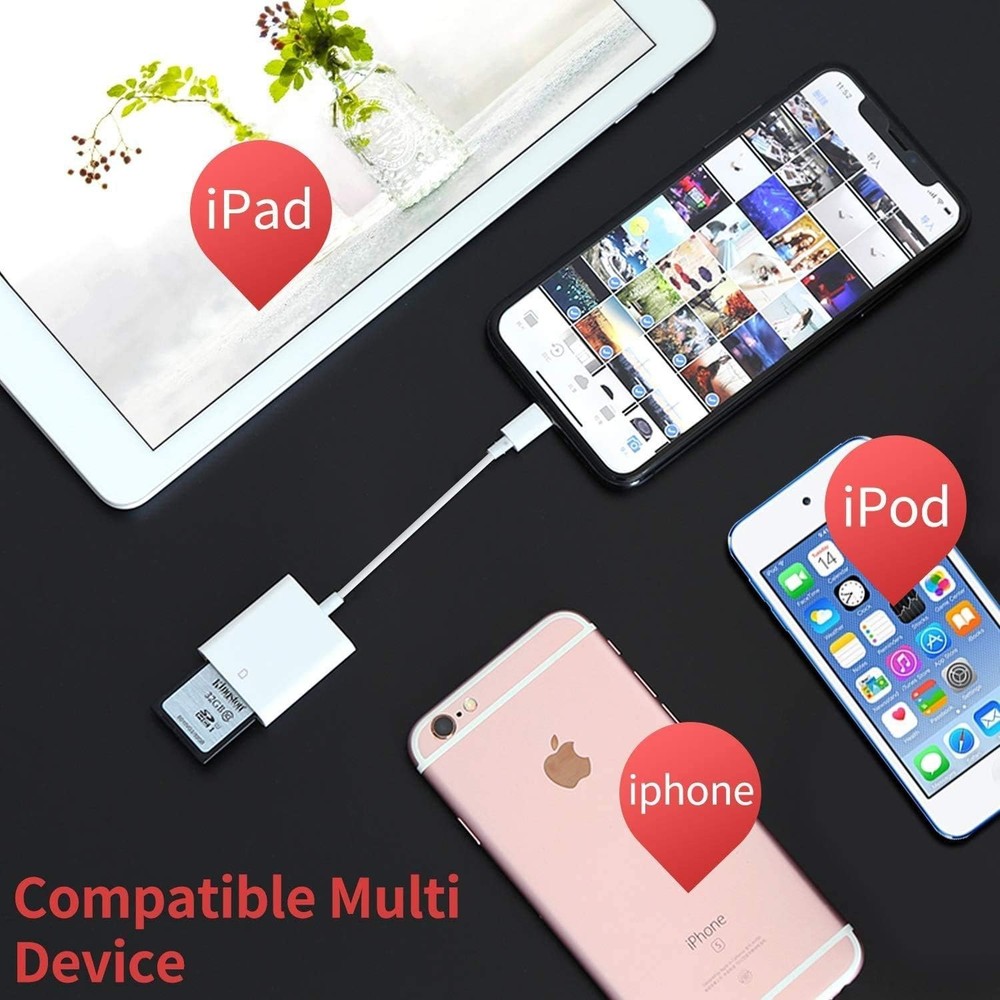 Apple Mfi to SD Card Camera Reader for Iphone Ipad, Memory