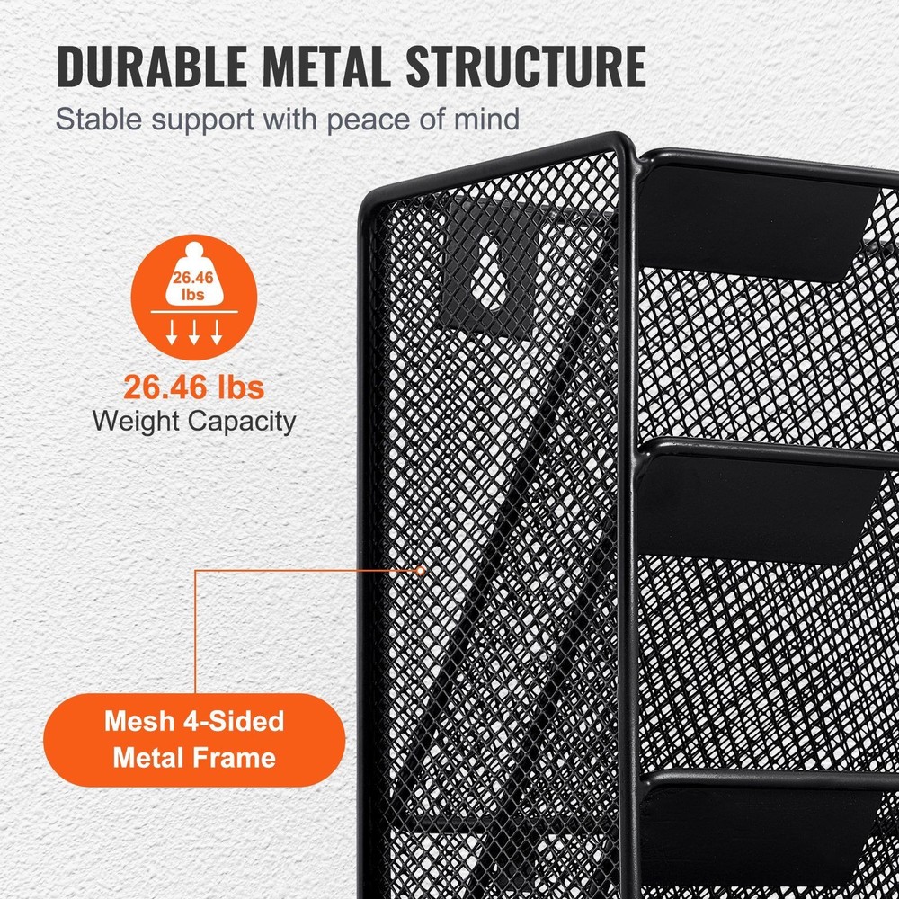 12 Section Wall File Organizer Powder Coated Metal Mesh