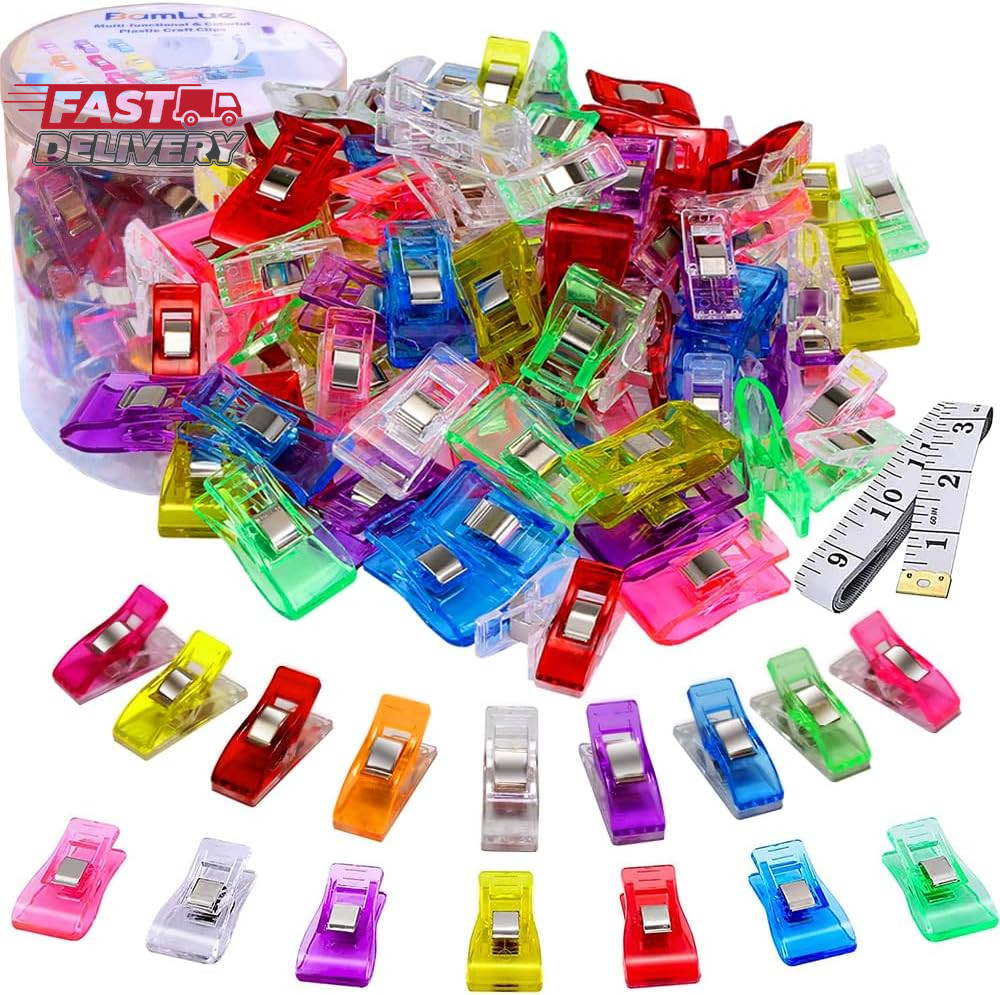 Bamlue 100 Pack-Upgrade Handy Holding Easier Sewing Clips Multicolor for Sewing