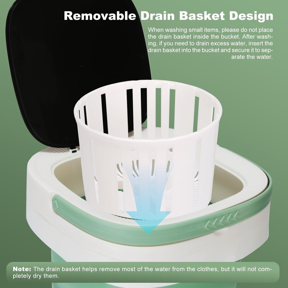 Mini Portable Washing Machine – 12L Foldable Washer with 3 Modes & Blue Light...
