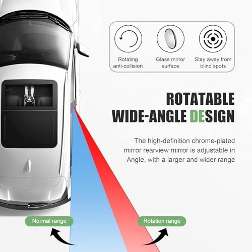Back Passenger Blind Spot Mirrors, Adjustable Wide Angle Side View 2 PCS White