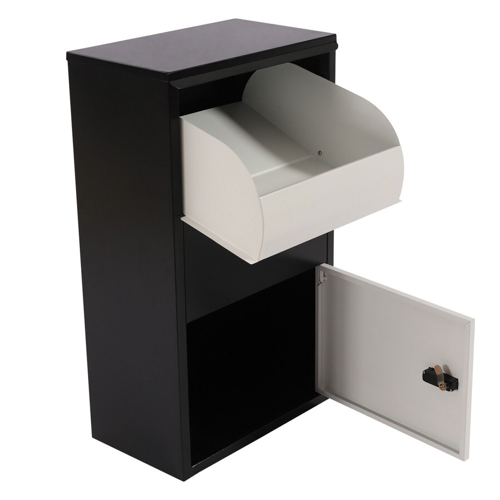 Package Delivery Box Mail Parcel Drop Mailbox Home Container Porch Outdoor Black