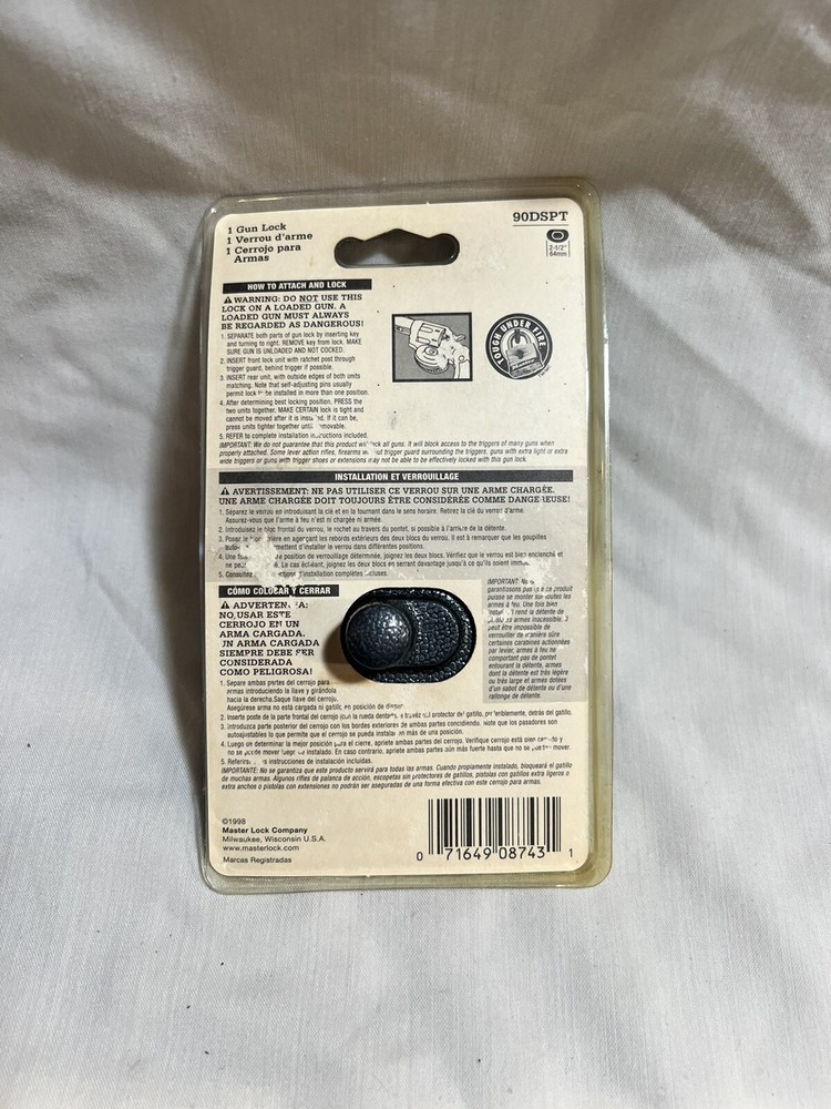 Gun Trigger Lock “MASTER LOCK” 90DSPT Brand New In Original Packaging - 2 Keys