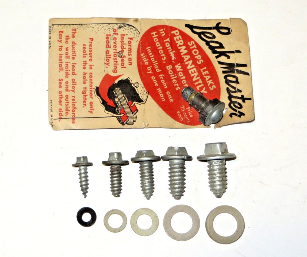 Vintage 5 Pack Boiler Plug 1/4" - 1/2" plus Leak Master Lead Plug
