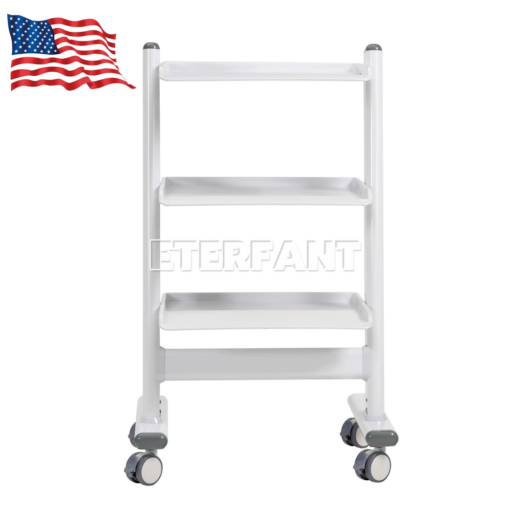 Lab Trolley Rolling Cart 3-Layer ABS Lab Serving Cart with Wheels/Socket