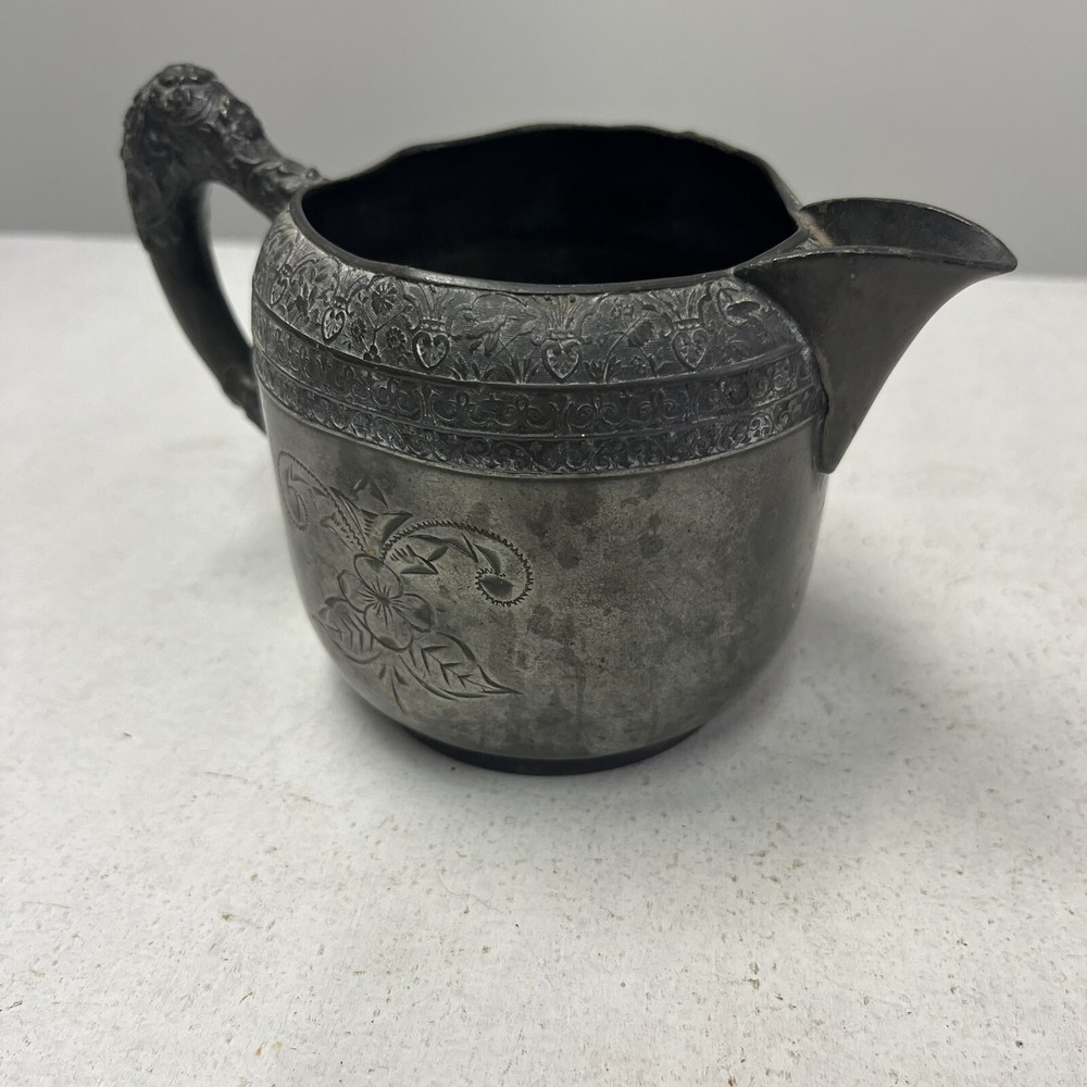New Amsterdam Silver Co Creamer Triple Plate Etched Design