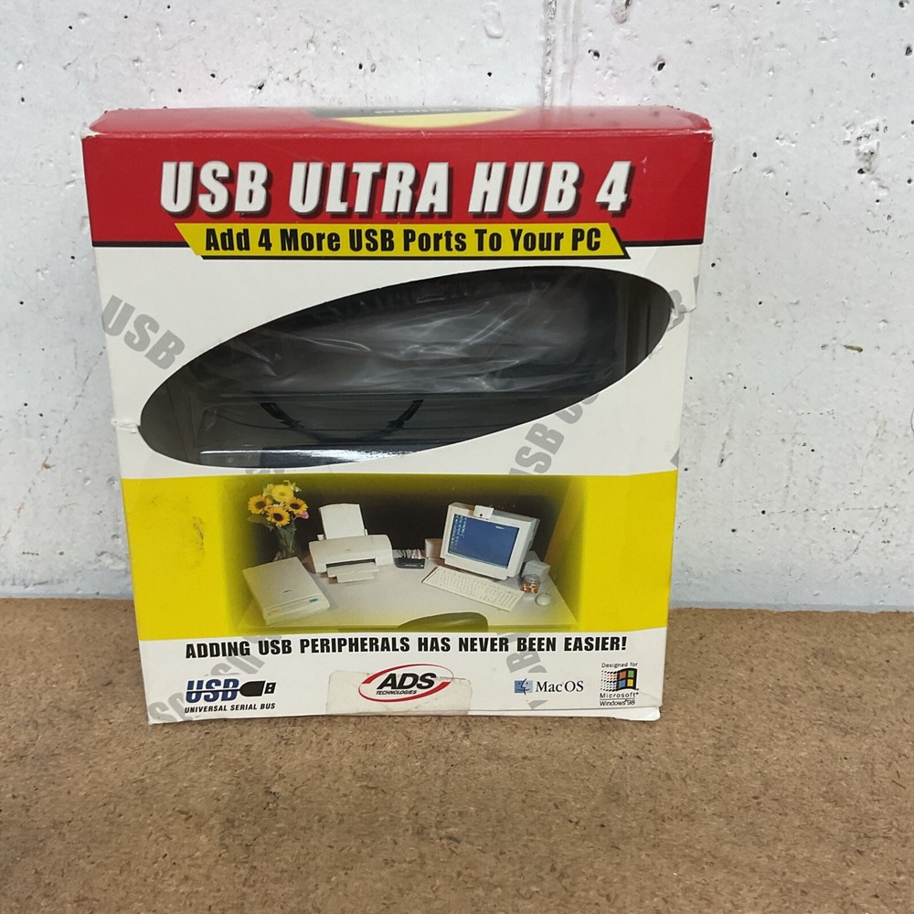 ADS Technologies USB Ultra Hub 4 USBH-604 Brand New