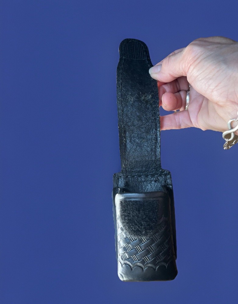 Jay-Pee Hand Tooled Leather Pepper Spray Holder, Hook & Eye Closure. 5”