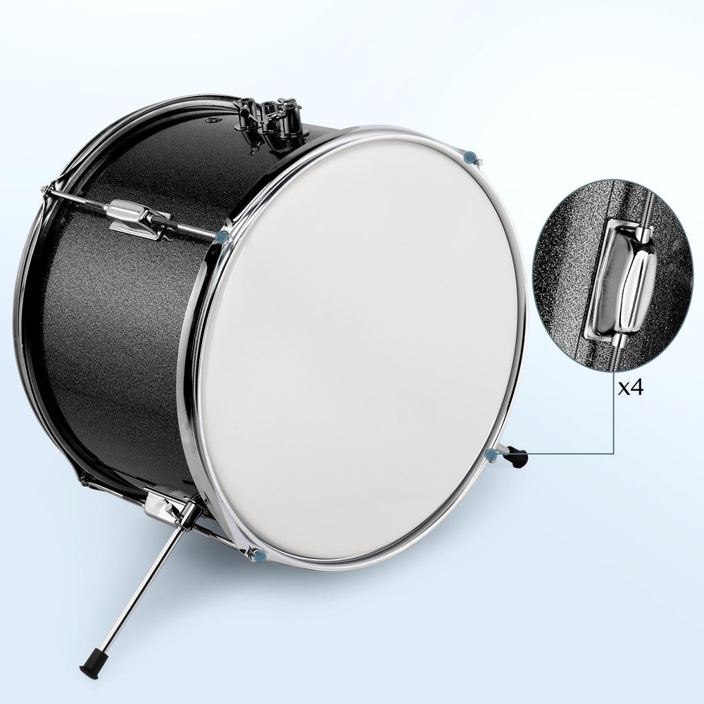 5-Piece Junior Starter Drum Kit with Cymbals, Hardware, Sticks, & Throne - Black