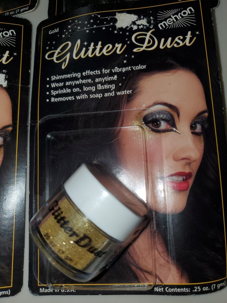 MEHRON MAKEUP GLITTER DUST GOLD SILVER AND WHITE