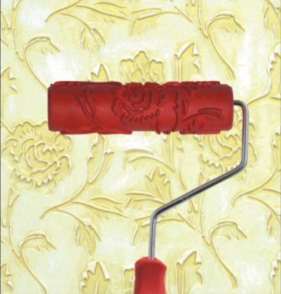 7" DIY Patterned Paint Roller Decorative Rubber Roller with Plastic Handle (M...