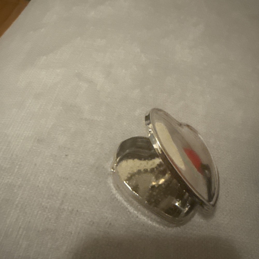 silver color pill box heart shape with leaf