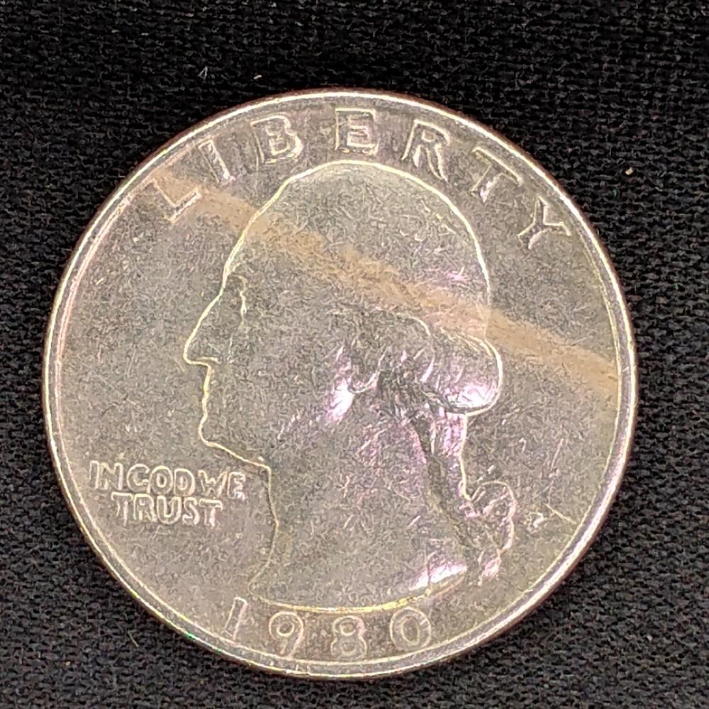 1980 P Washington Quarter with Copper Colored Stripe or Stain Error