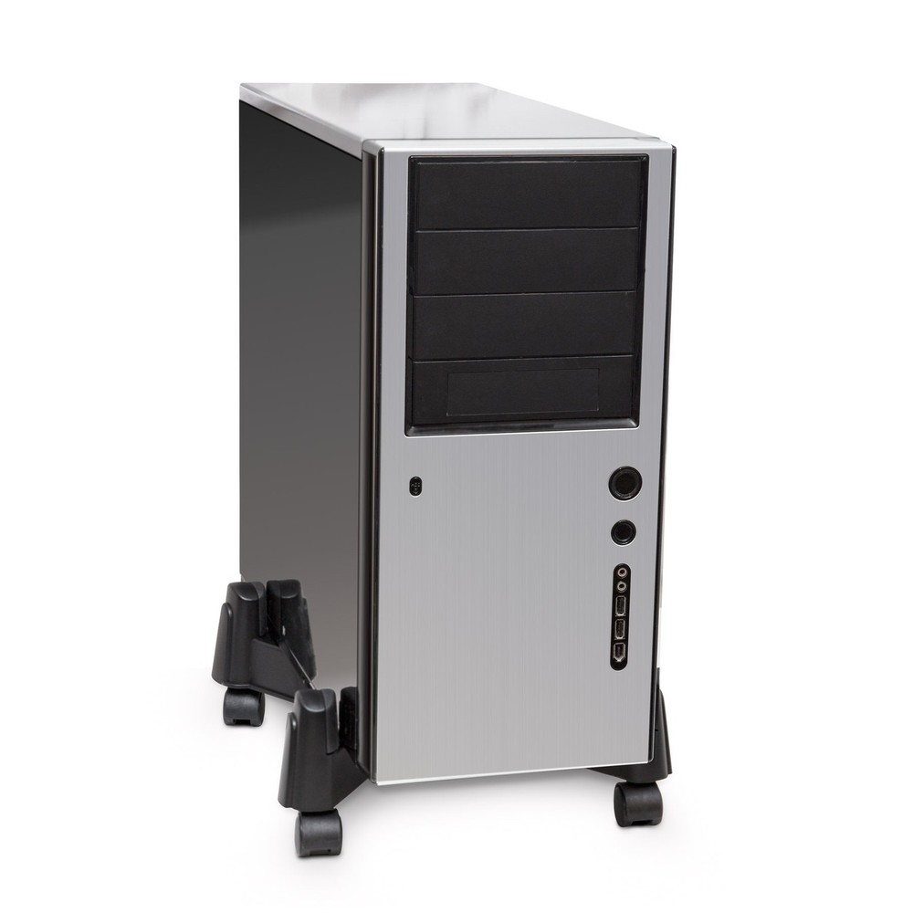 Mobile Desktop Tower Computer Floor Stand Rolling Compact, Plastic X Black