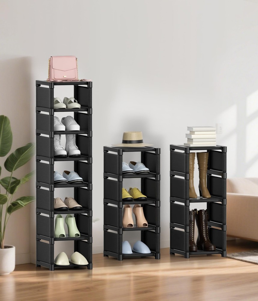 Narrow Shoe Rack 8 Tier, Slim Vertical Shoe Organizer for Small Spaces, Stack...