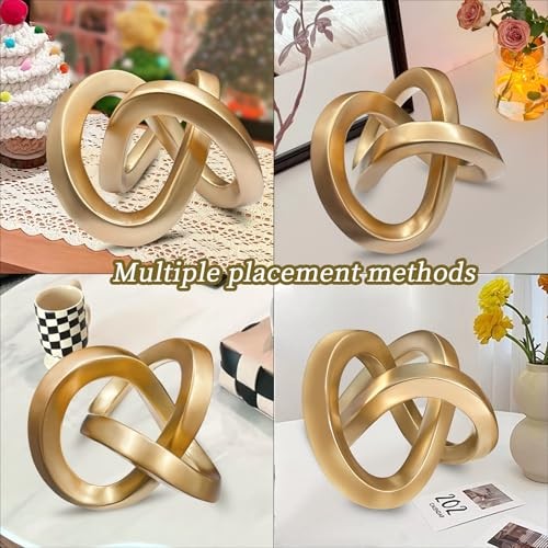 Modern Gold Geometric Sculpture Gold Knot Home Accent Decor,Multi-Angle