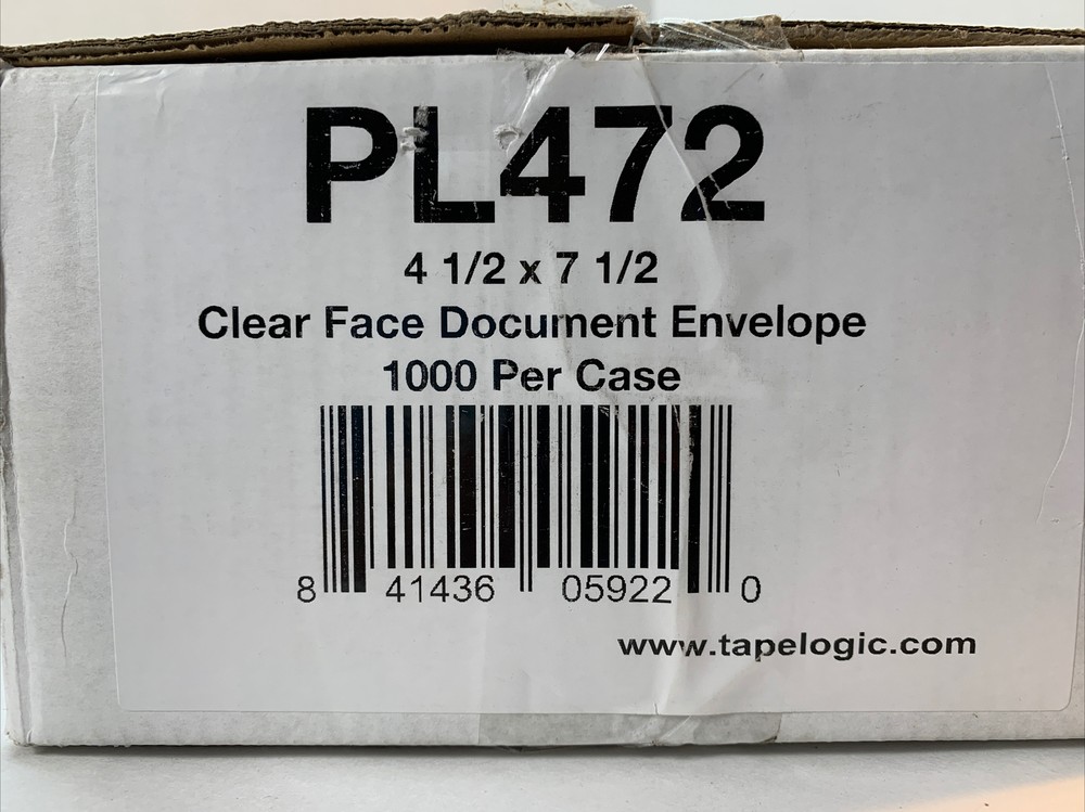 Tape Logic Clear Face Document Envelopes, 4 1/2" x 7 1/2", Clear, 1000 Case READ