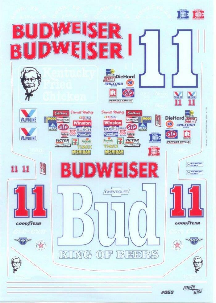 Powerslide #11 Budweiser 1985 Darrell Waltrip Nascar decal