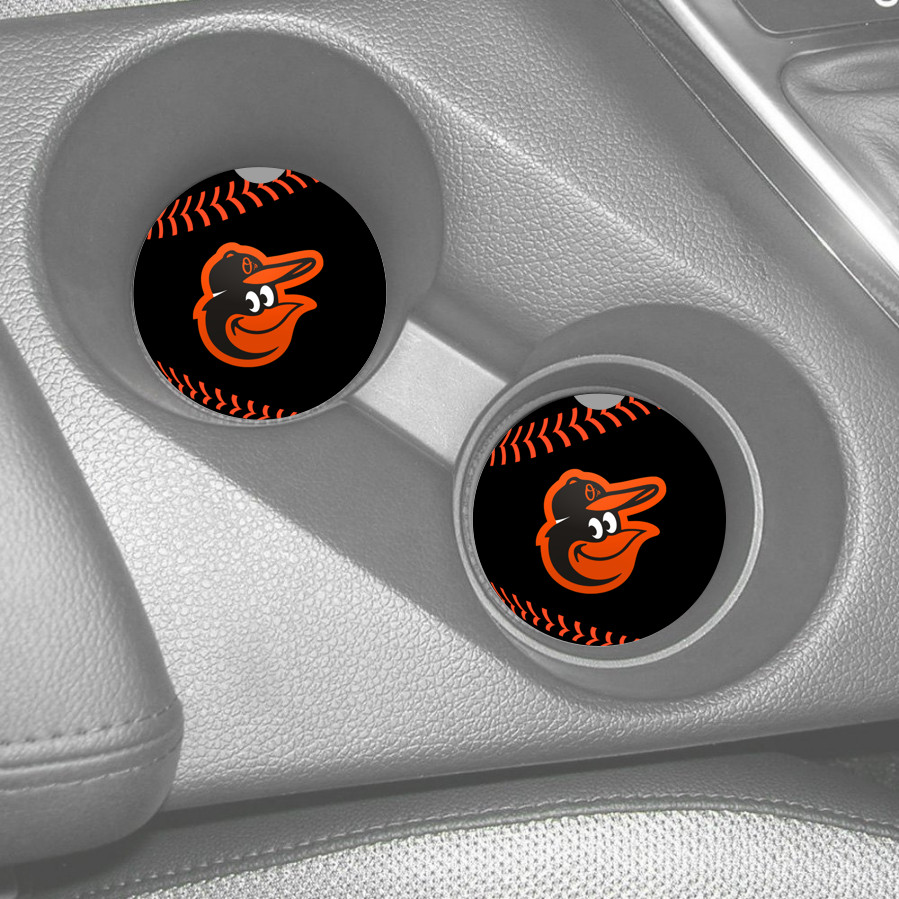 BALTIMORE ORIOLES SANDSTONE CAR COASTERS ABSORBENT SET (2) MLB