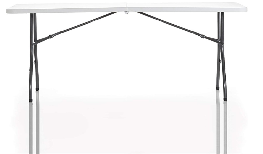 COSCO 6ft Fold-in-Half Banquet Table with Handle, Durable White for Events