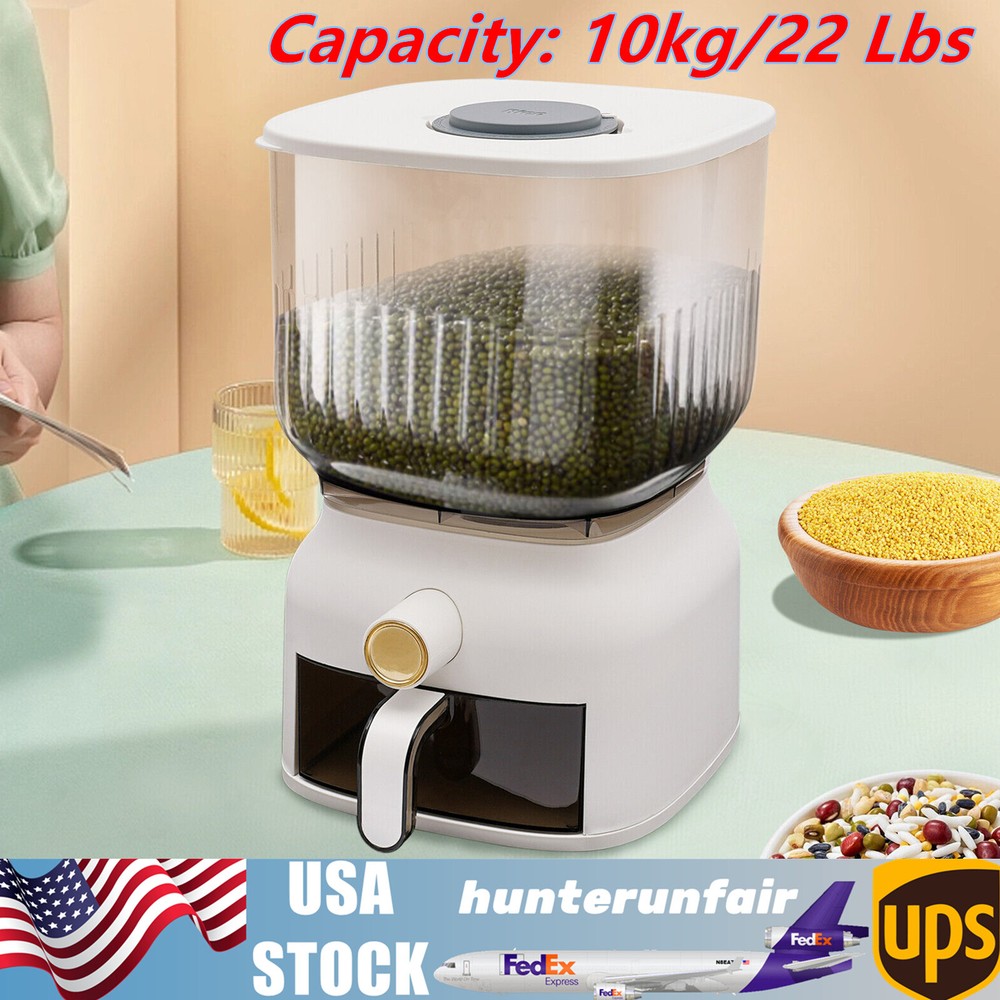 13.23lbs Rice Dispenser Grain Storage Container Kitchen Organizer With Rice Cup