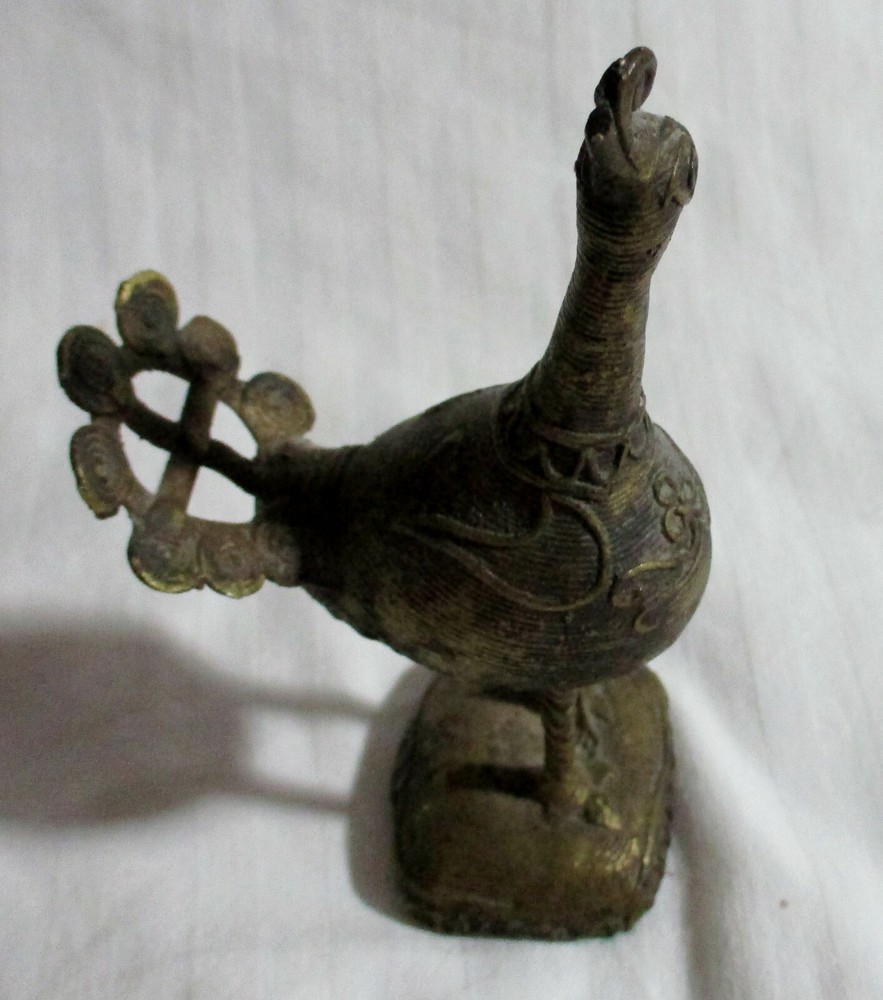 VTG Antique India Brass 5" Solid Brass Peacock - 4.1 oz/116 gm