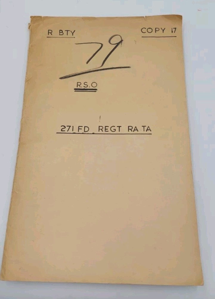 Standing Orders R. S. O 271 FD REGT RA TA
