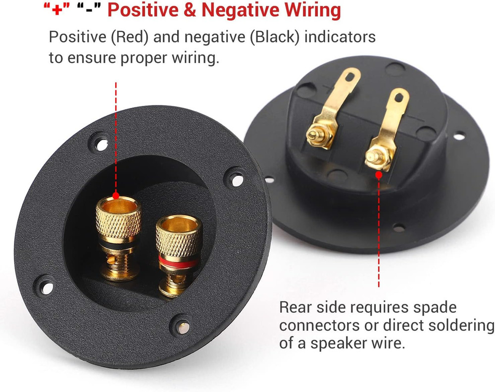2PCS 3 Inch round 2-Way Speaker Box Terminal Cup Binding Post, Power Speaker