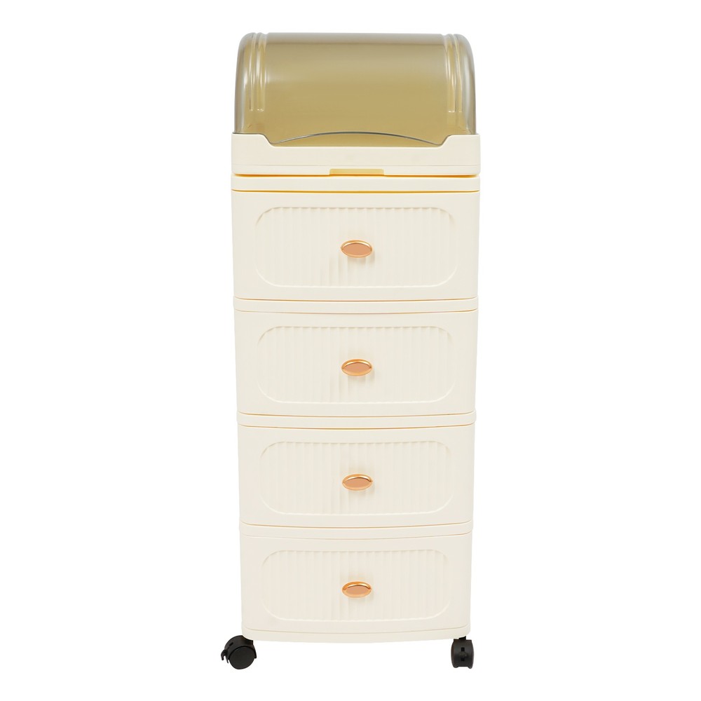 4-Tier Mobile Storage Organizer Storage Rack Rolling Storage Cabinet W/ 4-Drawer