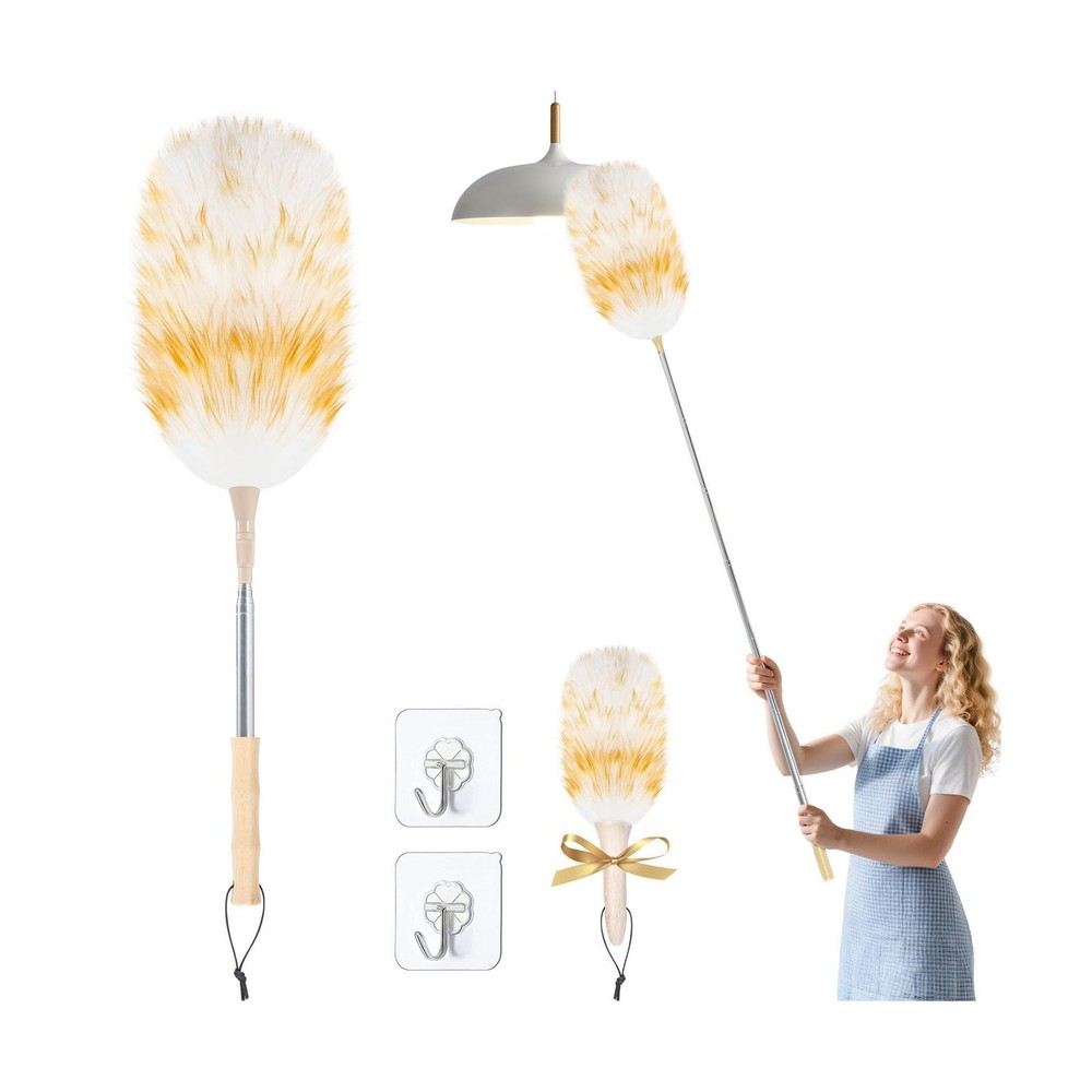 LOVECO Feather Duster for Cleaning, Extendable Lambswool Duster 29-... Fast Ship
