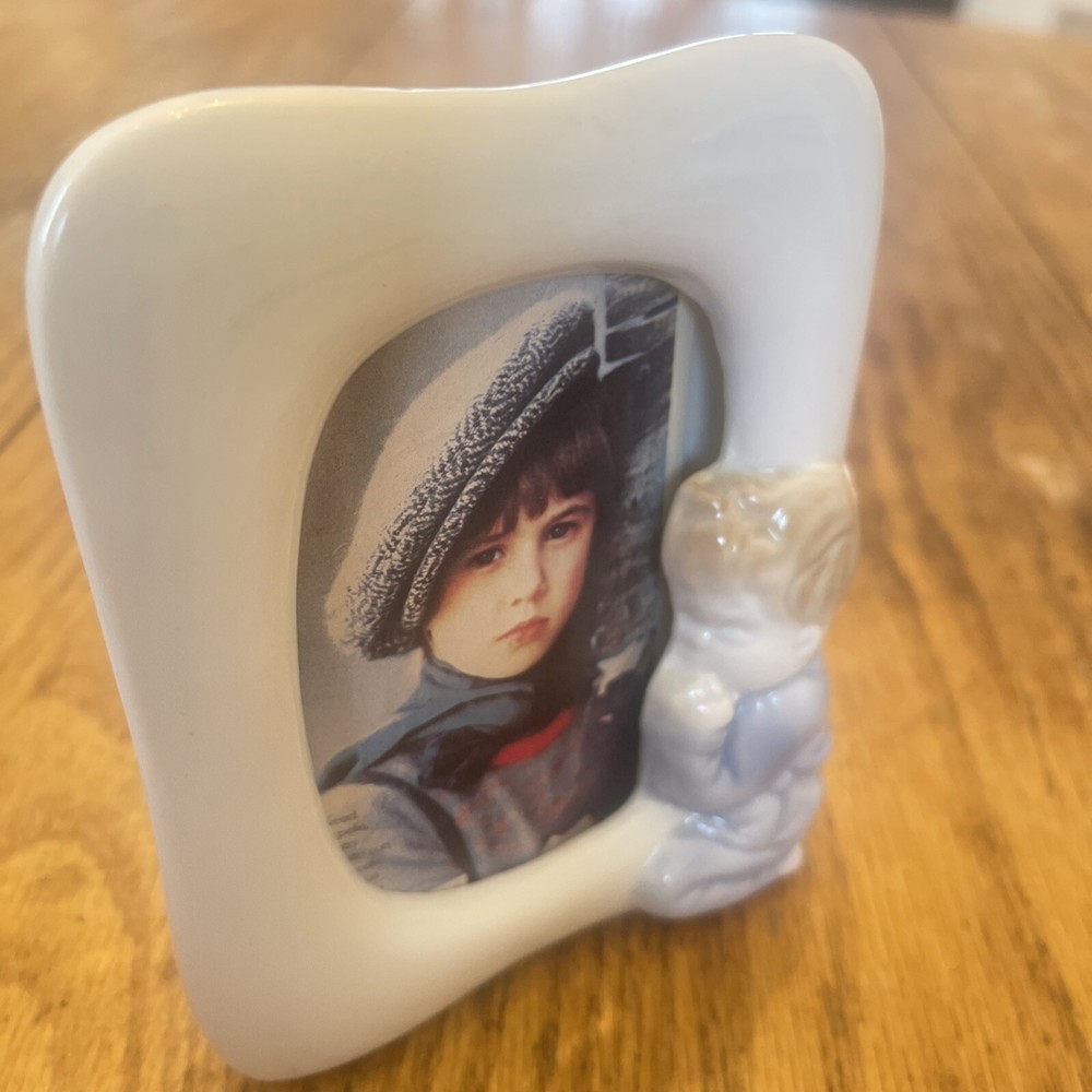 Small 5x4” Ceramic Frame With Small Boy Wearing Blue Shiah Yih