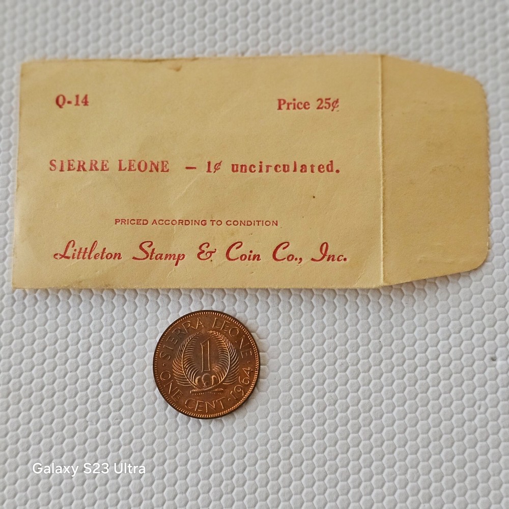 1964 SIERRA LEONE One Cent Coin Uncirculated Bronze