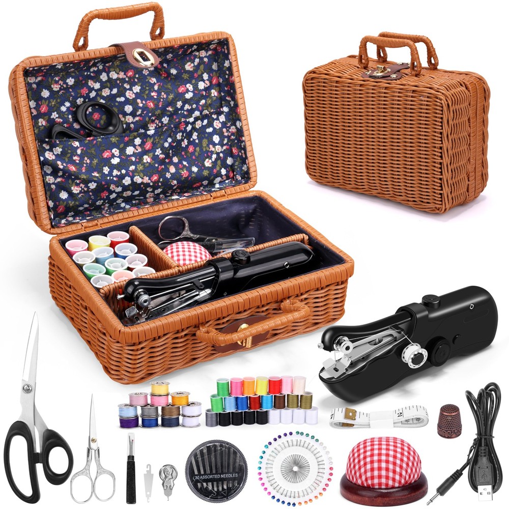 Handheld Sewing Machine, Quick Mini Sewing Machine with Portable Sewing Baske...