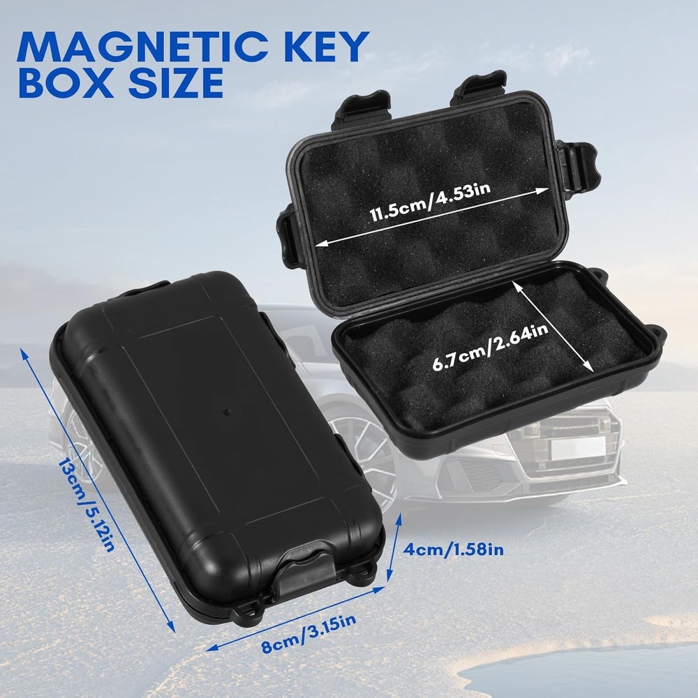 2 Pack Magnetic Key Holder Box - Waterproof & Dustproof Hide a Black
