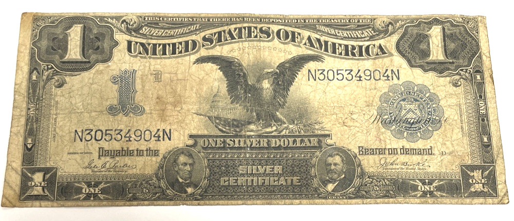 1899 $1 SILVER CERTIFICATE BLACK EAGLE, LARGE NOTE KEY DATE BLUE SEAL VERY NICE