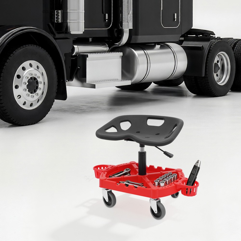 Adjustable Garage Shop Stool Rolling Work Stool Mechanic Work Seat With Casters