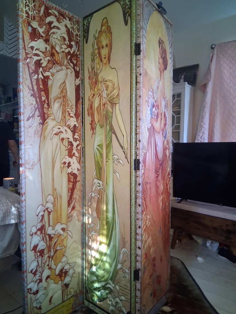 Alphonse Mucha- Digital Reproduction Canvas 3 Panel Room Divider (Screen))