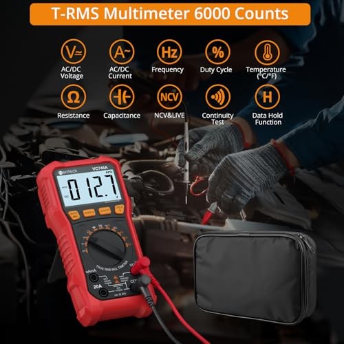 6000 Counts Digital Multimeter for DC AC Voltage/Current TRMS Voltmeter with