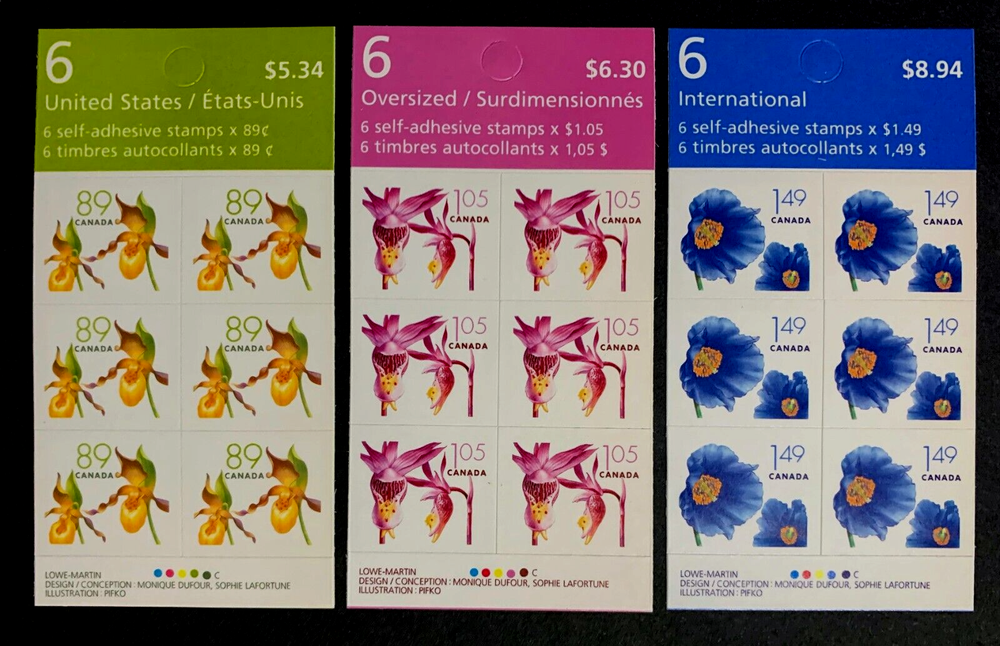 *TAG ERRORS* Canada SC#BK318, BK319, BK320 Booklets, Various Missing Tagging