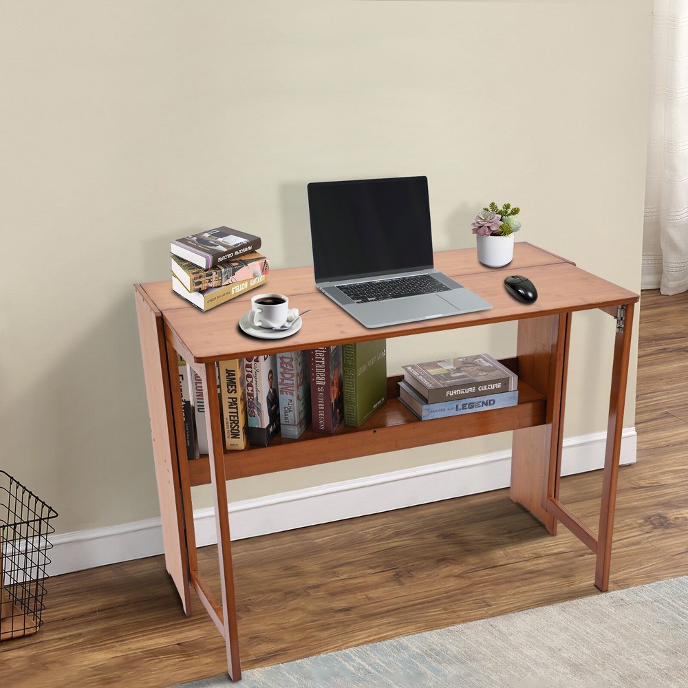 Foldable Bamboo Desk – Space-Saving Home Office Writing Workstation