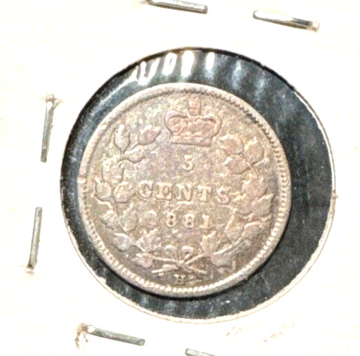 Canada 1881 H silver 5 cent KM 2 Fine (2)