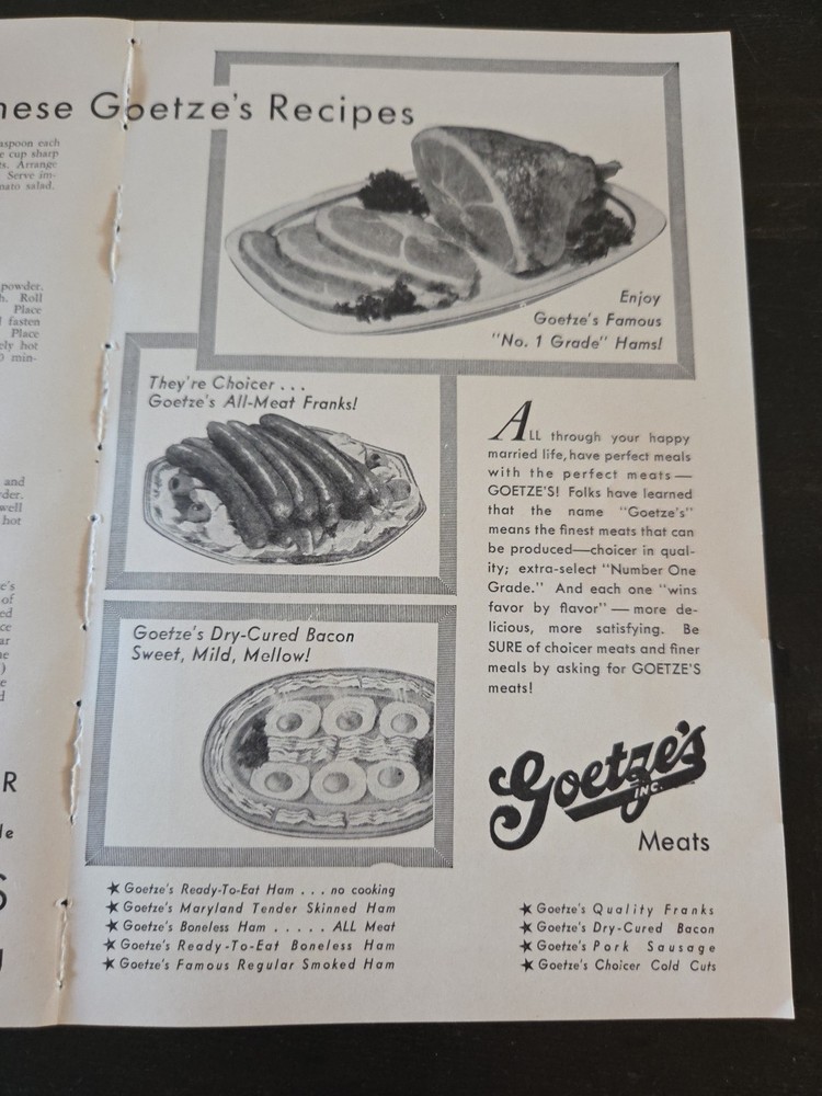 Goetze's Meats Baltimore Vintage Print Advertisement