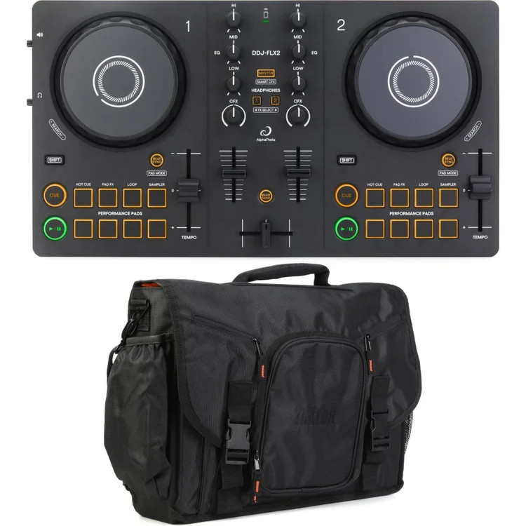 AlphaTheta DDJ-FLX2 2-deck DJ Controller with Messenger Bag