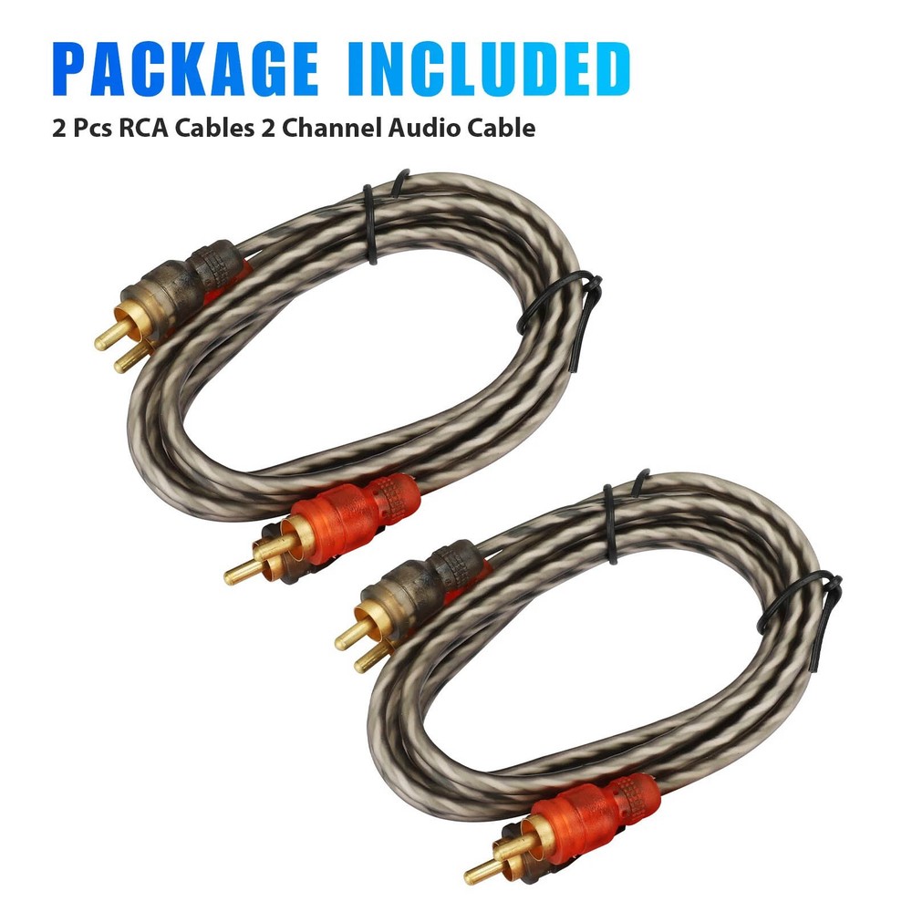 High Quality 2PCS RCA Cables 2 Channel Twisted 4Ft Shielded Interconnect Wire