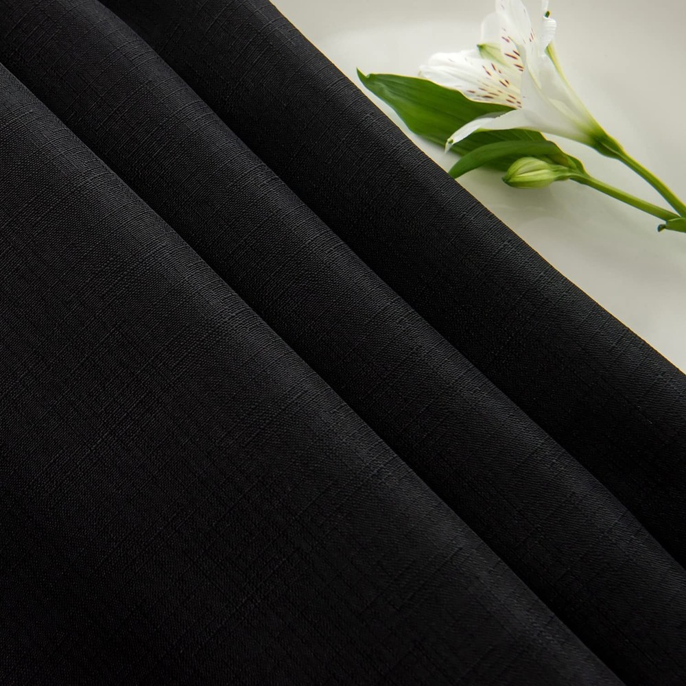 maxmill Faux Linen Textured Rectangle 84" x 60" (Rectangular), Black